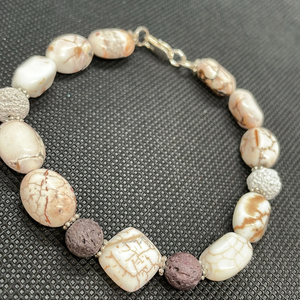 Jasper and lava stone bracelet